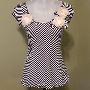 Anthropologie striped embellished top